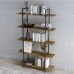 HMCOZY 5-Tier Rustic Industrial Style Open Bookcase with Metal Frame and Wood Shelves