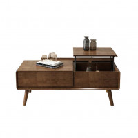 ELYUP Solid Wood Liftable Coffee Table for Living Room in Walnut