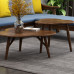 NELYE Set of 2 Solid Wood Nesting Coffee Table for Living Room, Walnut