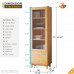 ELEVAQ 2-Tier Glass Door Storage Cabinet with Drawer and Shelf for Home in Walnut