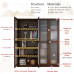 ELEVAQ 71" Tall File Glass Door Storage Cabinet with Adjustable Shelf, Enclosed Cupboard-style Bookcase in Walnut
