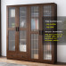 ELEVAQ 71" Tall File Glass Door Storage Cabinet with Adjustable Shelf, Enclosed Cupboard-style Bookcase in Walnut