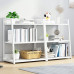 SABLEEN 3 Tier Open Bookshelf - Steel and Wood Display Stand, Floor-standing Bookcase, White