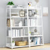 SABLEEN 3 Tier Open Bookshelf - Steel and Wood Display Stand, Floor-standing Bookcase, White