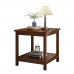 AEONLEAF 2-Tier Wooden Side Table - Square Sofa End Table with Storage Shelf and Solid Wood Legs for Living Room