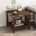 AEONLEAF 2-Tier Wooden Side Table - Square Sofa End Table with Storage Shelf and Solid Wood Legs for Living Room