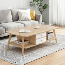 AEONLEAF Fashion Minimalist Coffee Table with Wide Desktop and 2 Drawers for Living Room