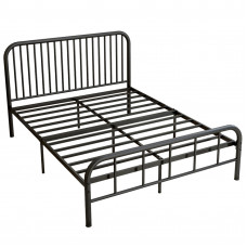 NELYE Full-Size Metal Bed Frame with Headboard and Footboard in Black