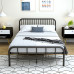 NELYE Full-Size Metal Bed Frame with Headboard and Footboard in Black