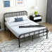 NELYE Full-Size Metal Bed Frame with Headboard and Footboard in Black
