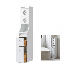 ELEVAQ Bathroom Storage Cabinet with Trash Can and Drawer, Toilet Paper Storage Container, White