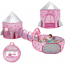 OSCHF 3 in 1 Foldable Kid Play Tent Outdoor Children's Playhouse with Basketball Hoop, Pink