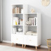 OSCHF 47 Inches 3-Tier Open Shelves Bookcase  with Storage Drawer and Legs in White