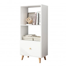 OSCHF 47 Inches 3-Tier Open Shelves Bookcase  with Storage Drawer and Legs in White