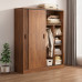 WEYAE Wooden Freestanding Sliding Door Wardrobe in Walnut