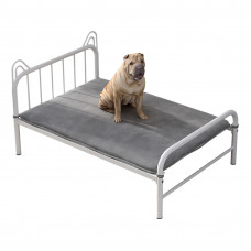 OSCHF Medium Dog Bed Frame - Elevated Pet Metal Bed with Dog Ear Design on Headboard and Soft Mat for Dogs and Cats, 23.6" x 37", White