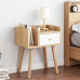 NELYE Wooden Nightstands with Storage Drawer and Bookcase for Bedroom