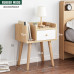 NELYE Wooden Nightstands with Storage Drawer and Bookcase for Bedroom