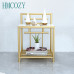 HMCOZY 2-Tier Nightstand with Wood Tabletop Metal Frame Storage Shelf for Bedroom