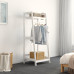 ANFYI White Solid Wood Open Wood Garment Rack with Storage Shelf and Rod