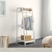 ANFYI White Solid Wood Open Wood Garment Rack with Storage Shelf and Rod